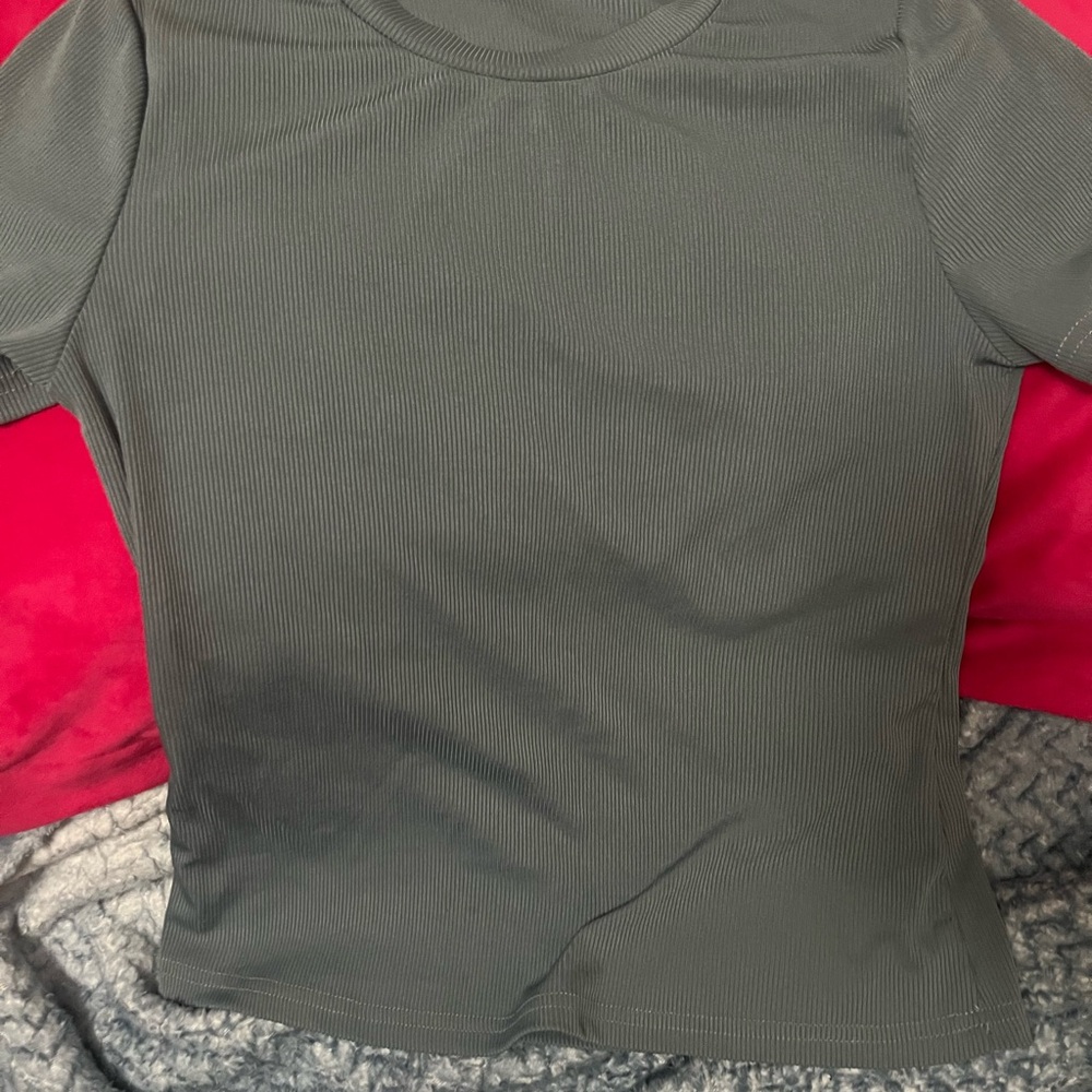 Classic Gray Ribbed Women's Top